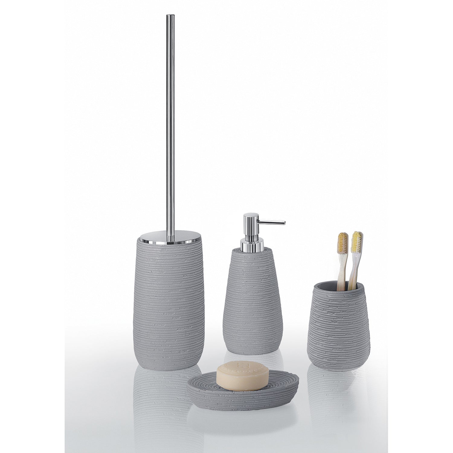 Portasapone da appoggio in resina Gedy serie Gemini - Grigio