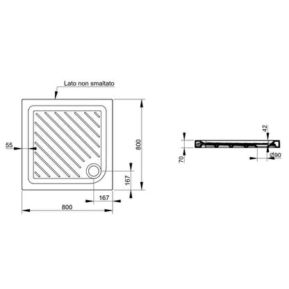 Piatto doccia Dolomite in Ceramica 80x80 Altezza 7 cm quadrato modello Gemma 2 by CeramicStore | Lo specialista del tuo bagno
