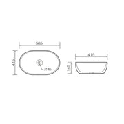 Lavabo da appoggio ovale in ceramica bianca 58x41 con bordo sottile