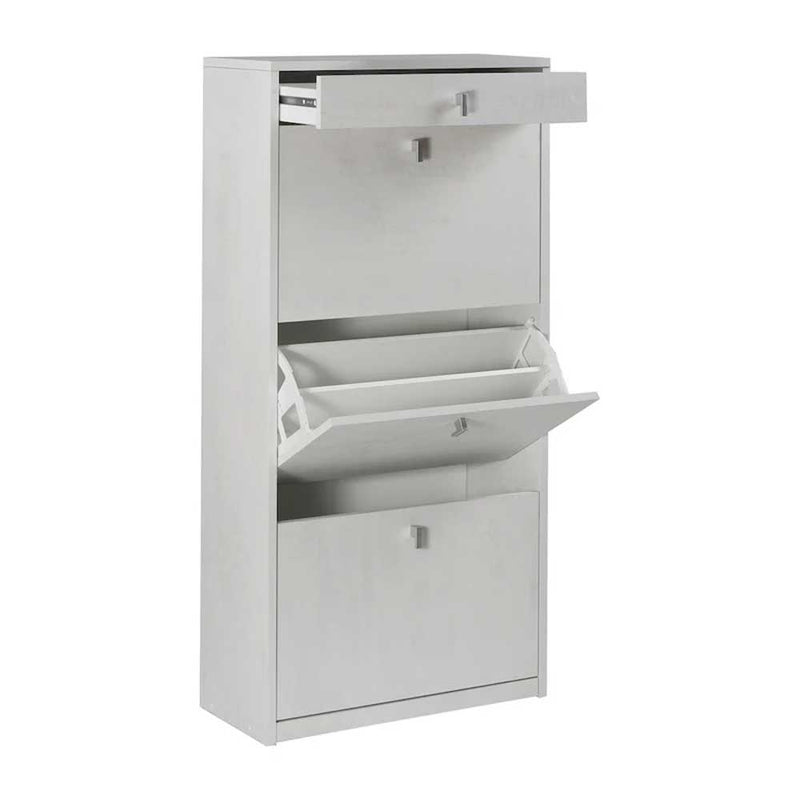 Elegante scarpiera a 3 ante + 1 Cassetto con maniglia satinata Profondità 29 cm finitura Ossido Bianco by Sarmog by CeramicStore | Lo specialista del tuo bagno
