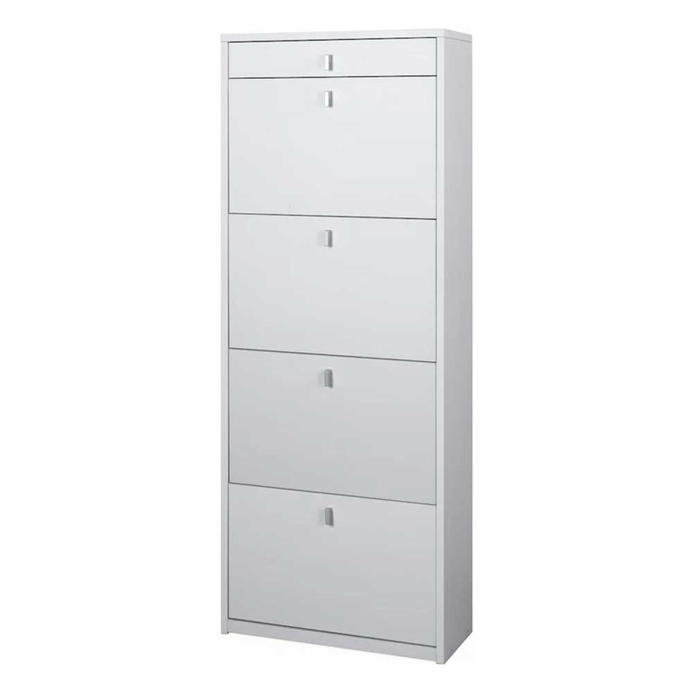 Elegante scarpiera a 4 ante + 1 Cassetto con maniglia satinata Profondità 29 cm finitura Bianco Fiammato by Sarmog by CeramicStore | Lo specialista del tuo bagno