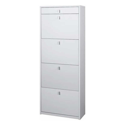 Elegante scarpiera a 4 ante + 1 Cassetto con maniglia satinata Profondità 29 cm finitura Bianco Fiammato by Sarmog by CeramicStore | Lo specialista del tuo bagno