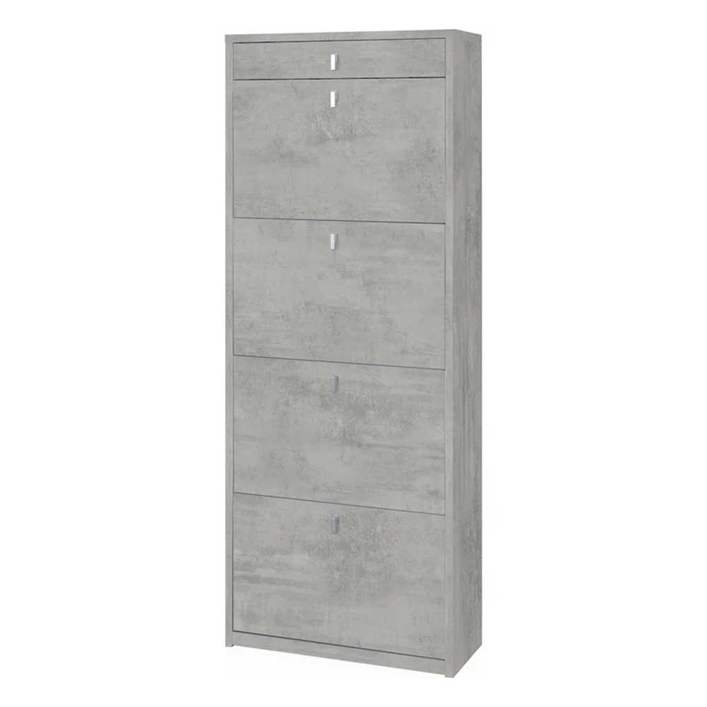 Elegante scarpiera a 4 ante + 1 Cassetto con maniglia satinata Profondità 29 cm finitura Cemento by Sarmog by CeramicStore | Lo specialista del tuo bagno
