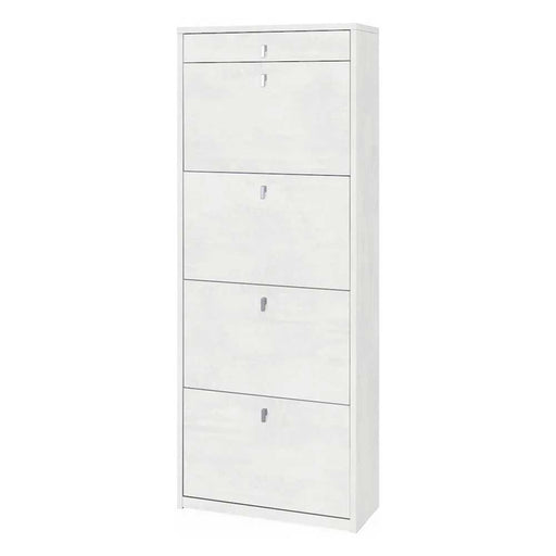 Elegante scarpiera a 4 ante + 1 Cassetto con maniglia satinata Profondità 29 cm finitura Ossido Bianco by Sarmog by CeramicStore | Lo specialista del tuo bagno