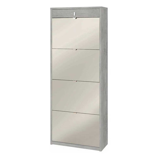 Elegante scarpiera a 4 ante + 1 Cassetto con maniglia satinata Profondità 29 cm finitura Cemento / Specchio Naturale by Sarmog by CeramicStore | Lo specialista del tuo bagno