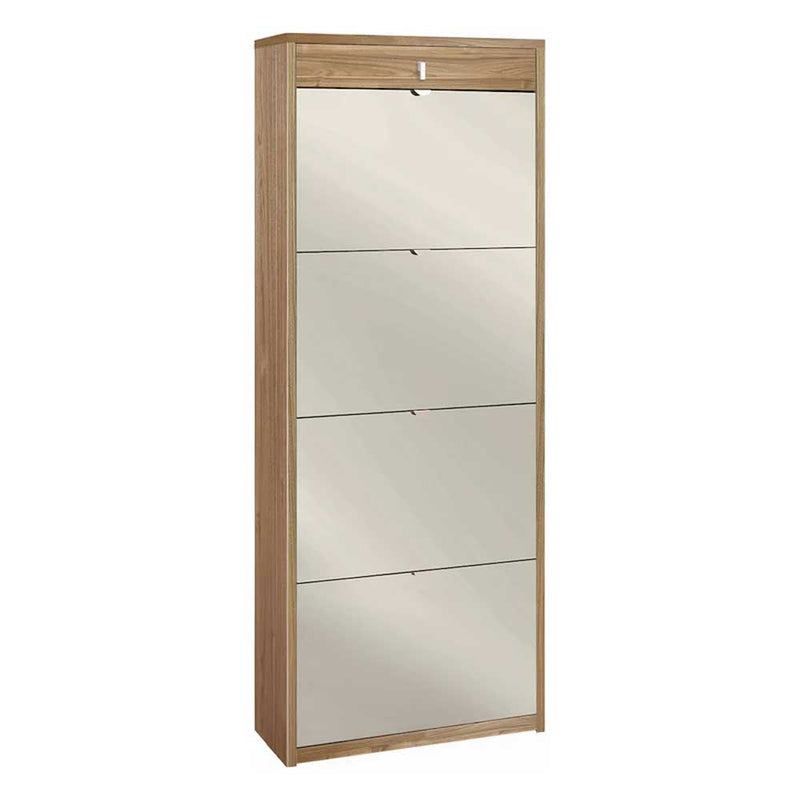 Elegante scarpiera a 4 ante + 1 Cassetto con maniglia satinata Profondità 29 cm finitura Noce Stelvio / Specchio Naturale by Sarmog by CeramicStore | Lo specialista del tuo bagno