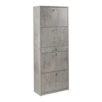 Elegante scarpiera a 4 ante + 1 Cassetto Centrale con maniglia satinata Profondità 29 cm finitura Cemento by Sarmog by CeramicStore | Lo specialista del tuo bagno
