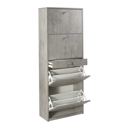 Elegante scarpiera a 4 ante + 1 Cassetto Centrale con maniglia satinata Profondità 29 cm finitura Cemento by Sarmog by CeramicStore | Lo specialista del tuo bagno