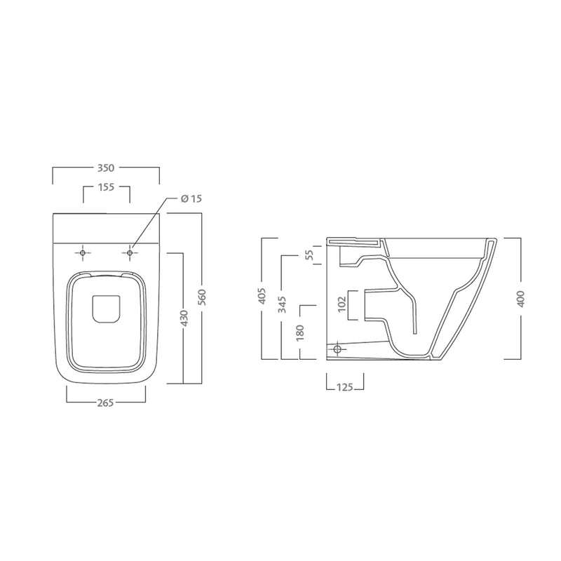 Vaso filomuro Rimless con scarico universale e sedile soft close modello Metrica- Pozzi Ginori