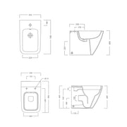 Sanitari filomuro con bidet e wc Rimless a scarico universale e sedile soft close modello Metrica Pozzi Ginori cm 56
