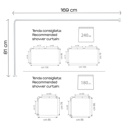 Asta doccia angolare in Alluminio 80x170 cm di Gedy - Bianco by CeramicStore | Lo specialista del tuo bagno