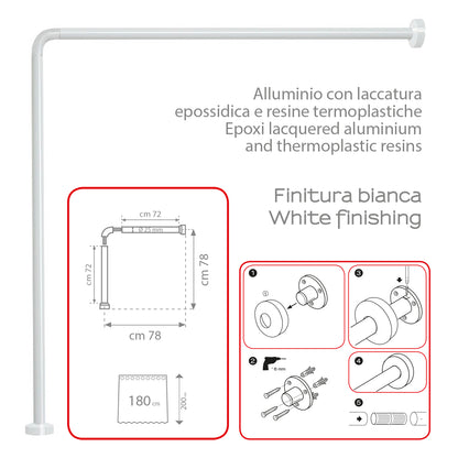 Asta doccia angolare in Alluminio 80x80 cm di Gedy - Bianco by CeramicStore | Lo specialista del tuo bagno