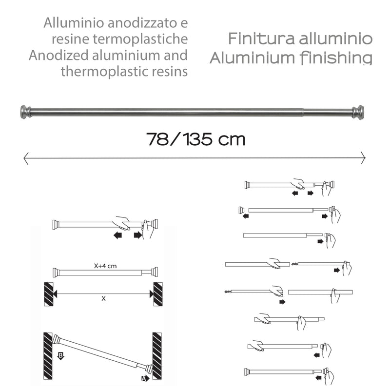 Asta doccia estensibile 80/135 cm di Gedy - Alluminio Anodizzato by CeramicStore | Lo specialista del tuo bagno