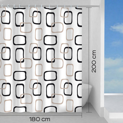 Tenda doccia in tessuto 180x200 cm modello Piper di Gedy - Beige/Nero by CeramicStore | Lo specialista del tuo bagno