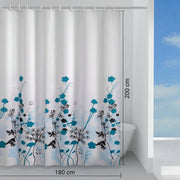 Tenda doccia in tessuto 180x200 cm modello Ricordi di Gedy - Celeste/Turchese/Nero by CeramicStore | Lo specialista del tuo bagno