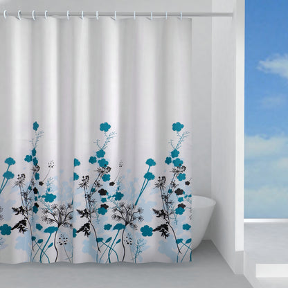 Tenda doccia in tessuto 240x200 cm modello Ricordi di Gedy - Celeste/Turchese/Nero by CeramicStore | Lo specialista del tuo bagno