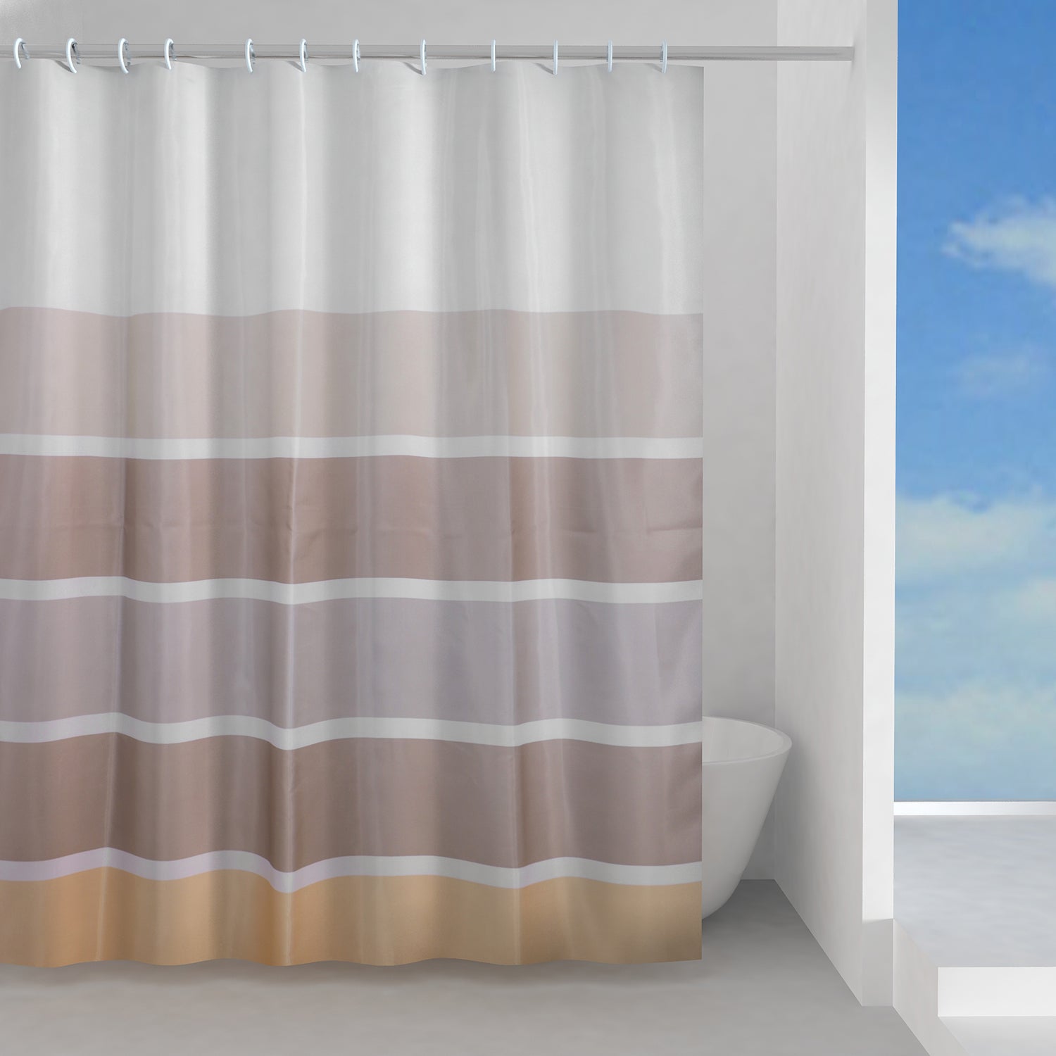 Tenda doccia in tessuto 180x200 cm modello Spiaggia di Gedy - Beige/Marrone by CeramicStore | Lo specialista del tuo bagno