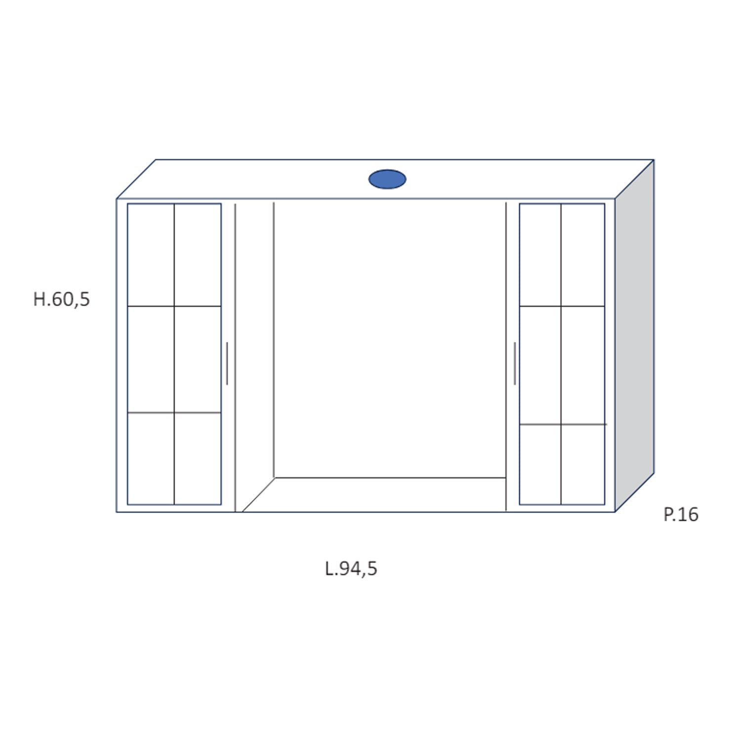 Pensile bagno con specchio e due ante a specchio completo di faretto cm 94,5x16x60,5h by CeramicStore | Lo specialista del tuo bagno