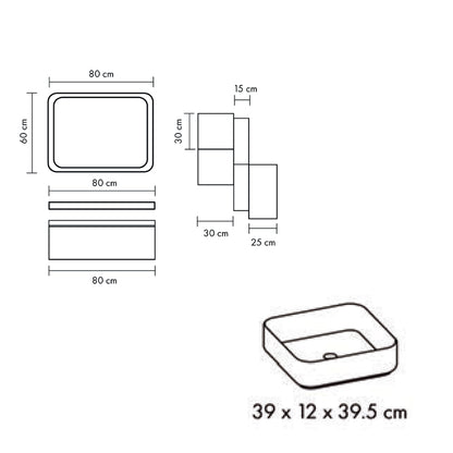 Mobile bagno con lavabo d'appoggio in ceramica e specchio led cm 80 bianco lucido e rovere fossile - Cubi&Co modello Destiny 2 by CeramicStore | Lo specialista del tuo bagno
