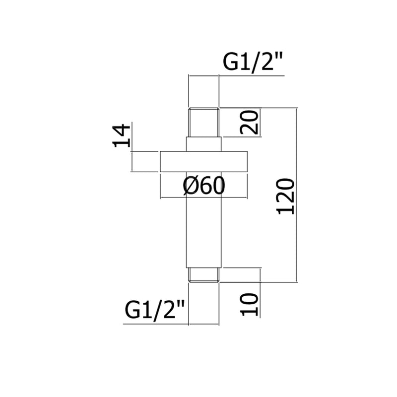 Braccio doccia a soffitto Paffoni in metallo con rosone tondo à˜60 mm 12 cm - Steel Looking by CeramicStore | Lo specialista del tuo bagno