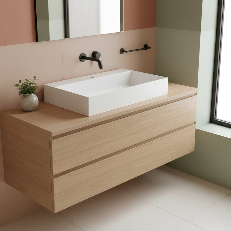 Lavabo appoggio/sospeso Azzurra serie Elegance Squared 61x40 cm - Bianco lucido