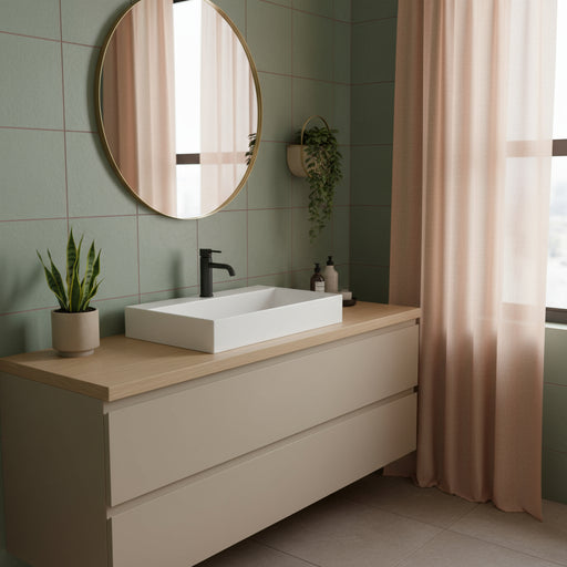 Lavabo appoggio/sospeso Azzurra serie Elegance Squared 102x40 cm - Bianco lucido
