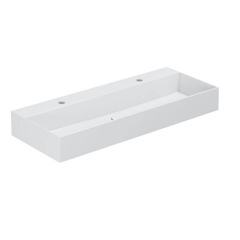 Lavabo appoggio/sospeso Azzurra serie Elegance Squared 122x40 cm - Bianco lucido