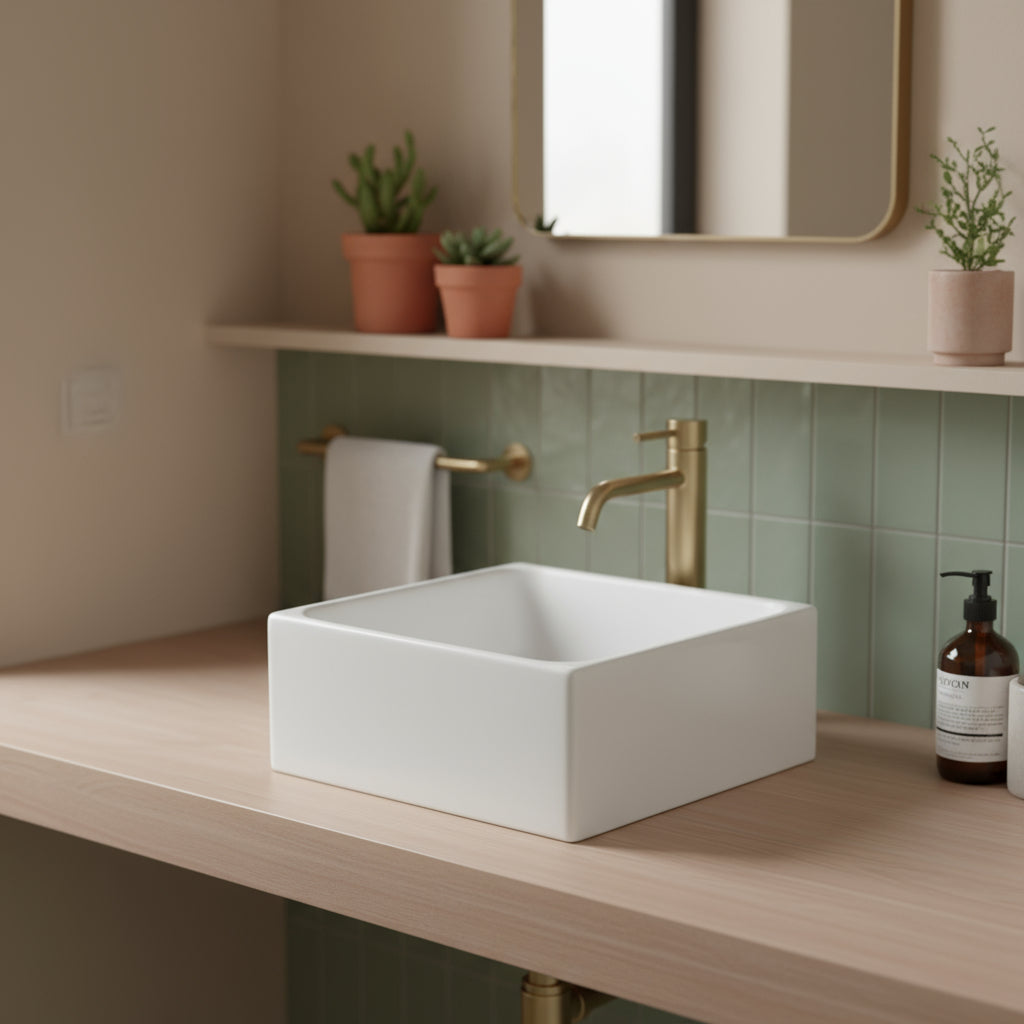 Lavabo da appoggio Azzurra Elegance Squared 25x25 cm - Bianco lucido