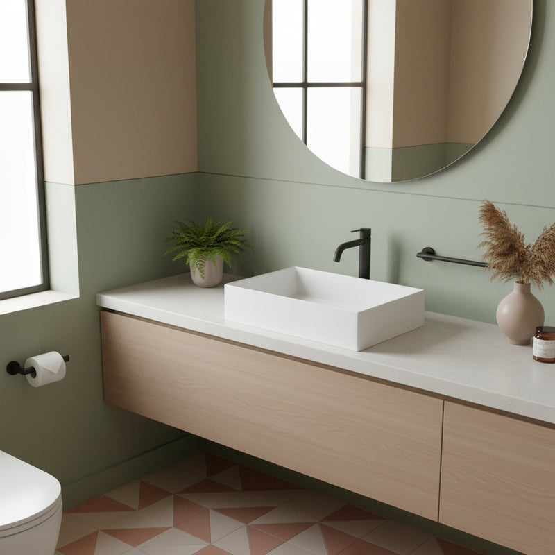 Lavabo da appoggio squadrato Ceramica Azzurra Elegance 35x35 cm senza foro rubinetteria