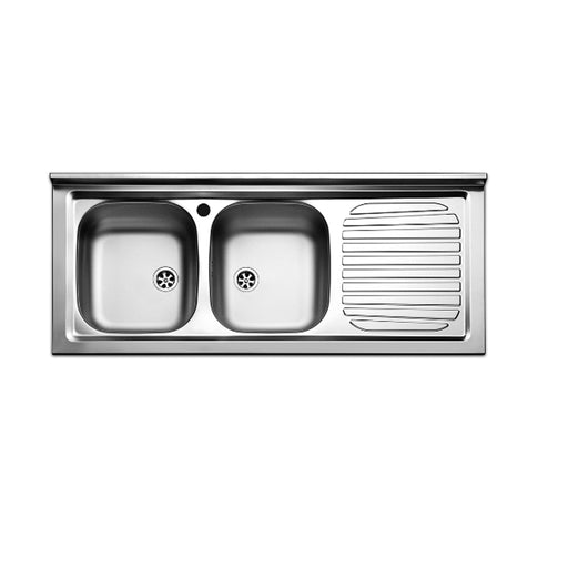 Lavello da cucina in acciaio inox con 2 vasche e sgocciolatoio a destra 120x50 cm by CeramicStore | Lo specialista del tuo bagno