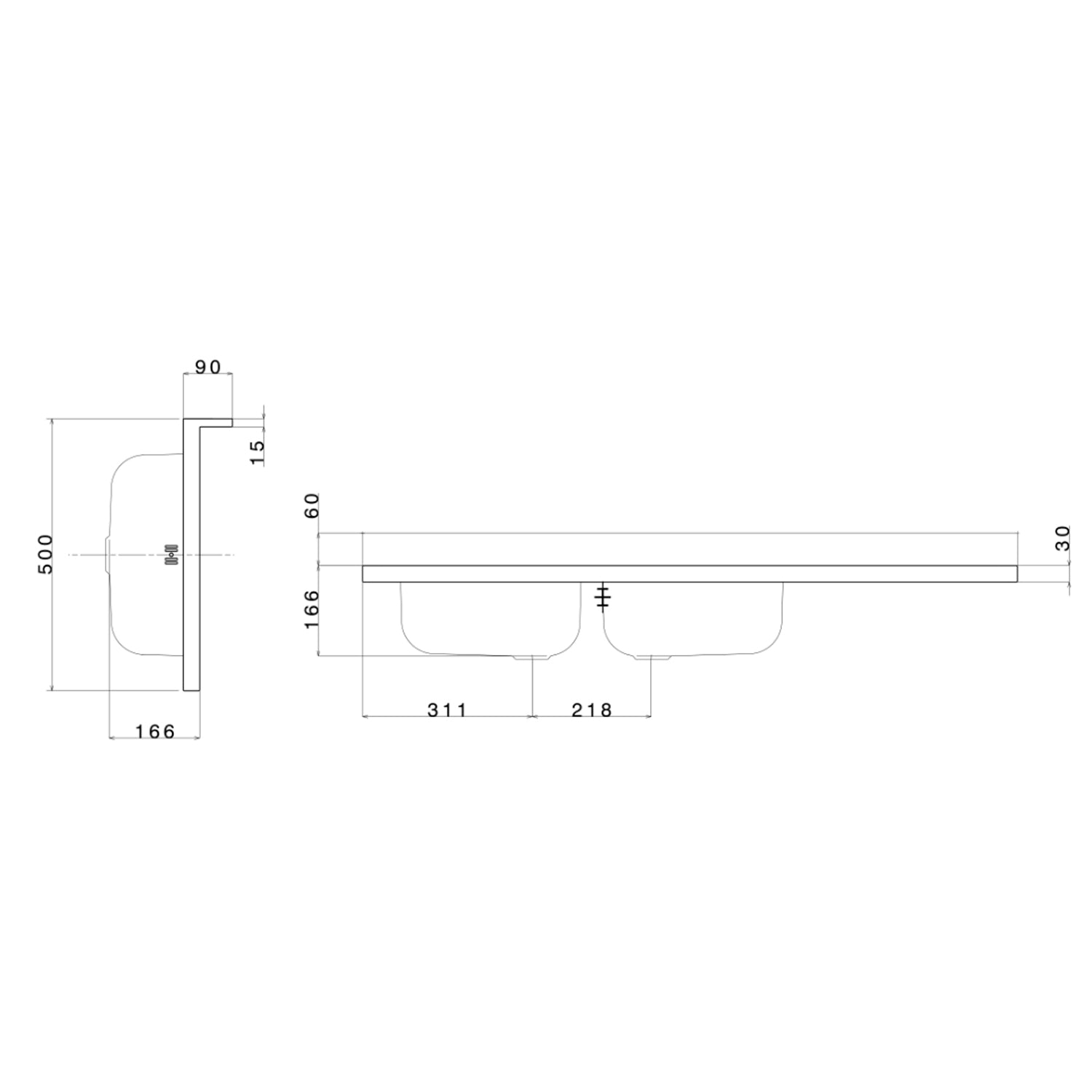 Lavello da cucina in acciaio inox con 2 vasche e sgocciolatoio a destra 120x50 cm by CeramicStore | Lo specialista del tuo bagno