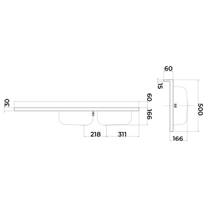 Lavello da cucina in acciaio inox con 2 vasche e sgocciolatoio a sinistra 120x50 cm by CeramicStore | Lo specialista del tuo bagno