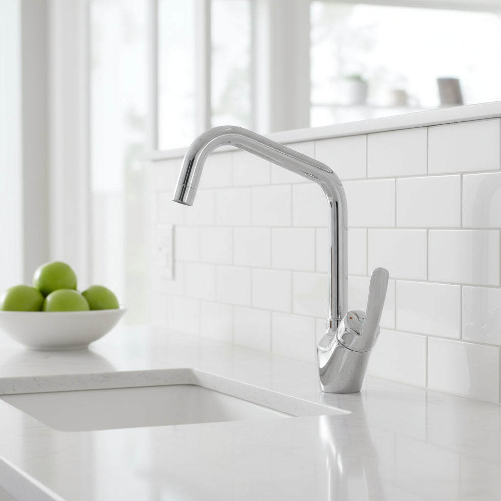 Miscelatore lavello laterale cromato con canna girevole a squadra Celia by CeramicStore | Lo specialista del tuo bagno