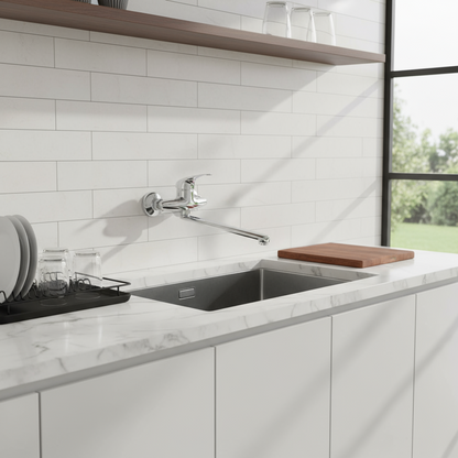 Wandmontierter verchromter Spülbeckenmischer Celia