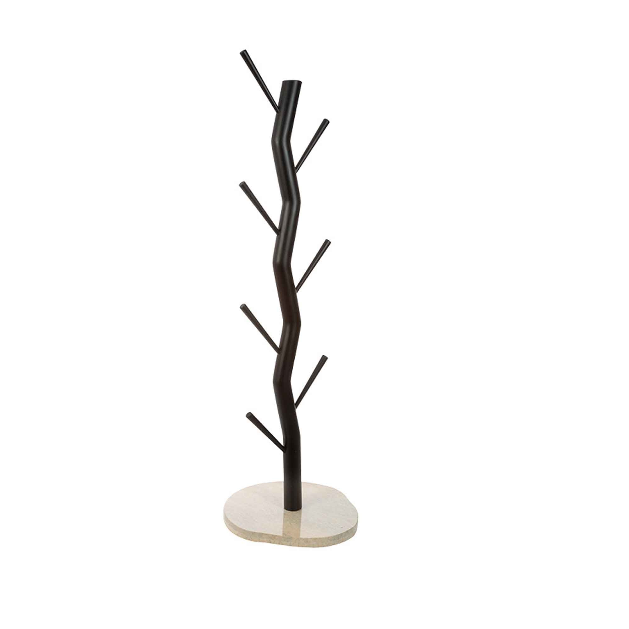 Albero porta accappatoio/salviette modello 'SnakeTree' by Cipi - colore nero con base in marmo bianca by CeramicStore | Lo specialista del tuo bagno
