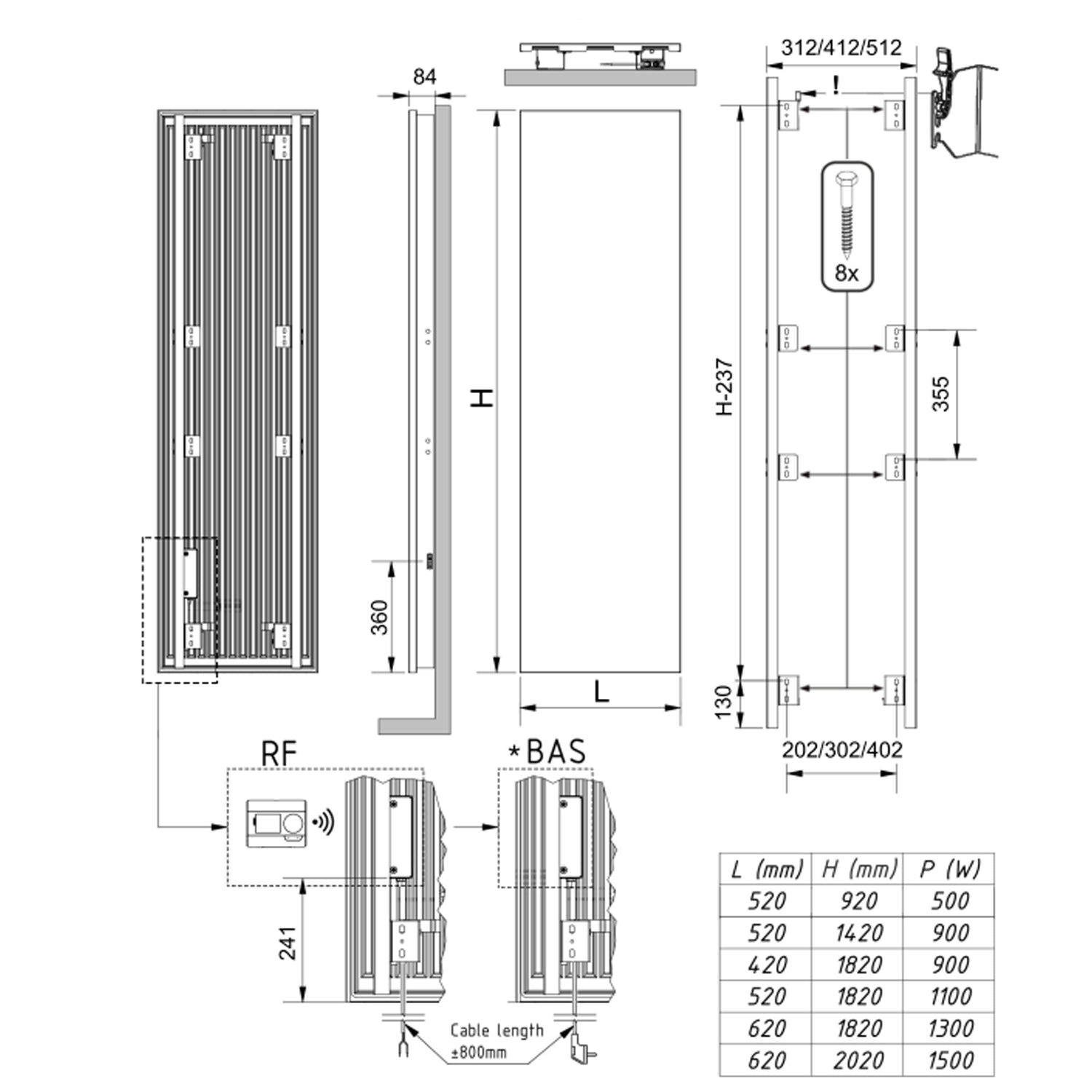 Termoarredo elettrico a piastra verticale 142x52 cm modello 'Paris' E-Termocrea Smart by CeramicStore | Lo specialista del tuo bagno