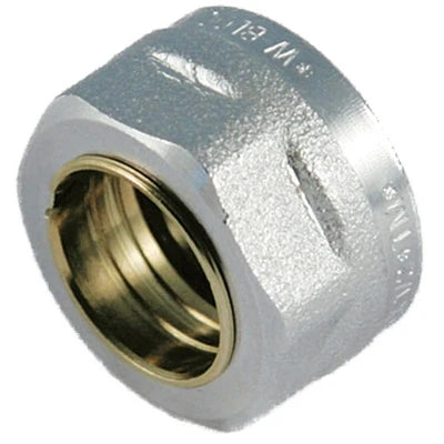 Dado cromato con ogiva e guarnizione per tubo rame 1/2 x 14