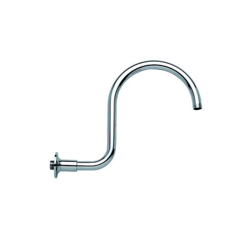 Braccio doccia alto ad arco in ottone cromo lunghezza 300 mm, con soffione fisso by CeramicStore | Lo specialista del tuo bagno