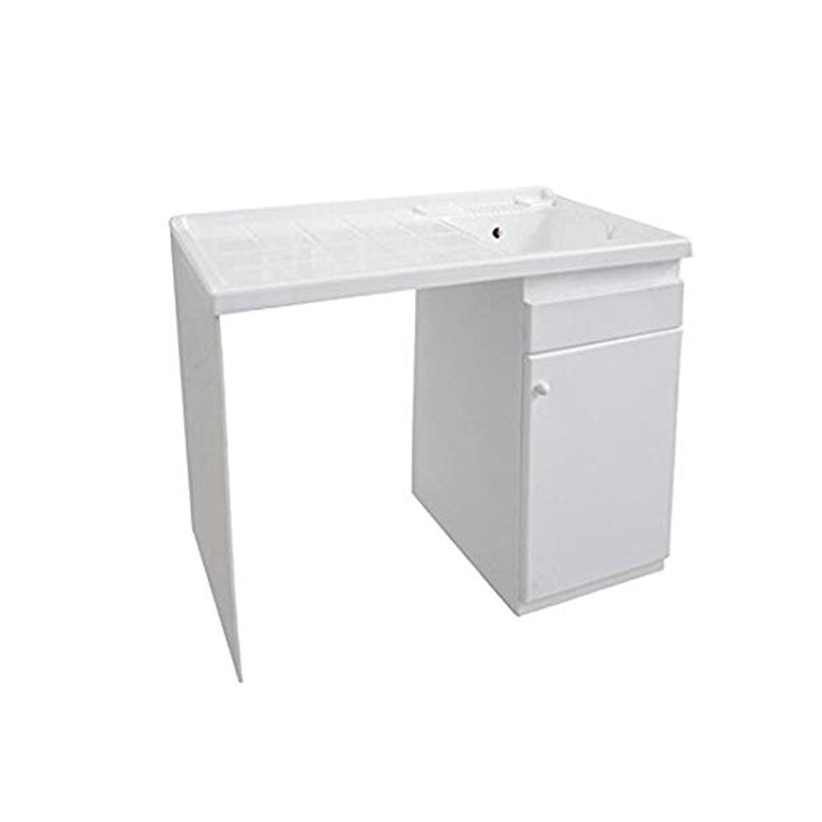 Mobile lavatoio con coprilavatrice BathCore 108x60 H.90 in resina adatto all'esterno- Versione con lavatoio a Destra by CeramicStore | Lo specialista del tuo bagno