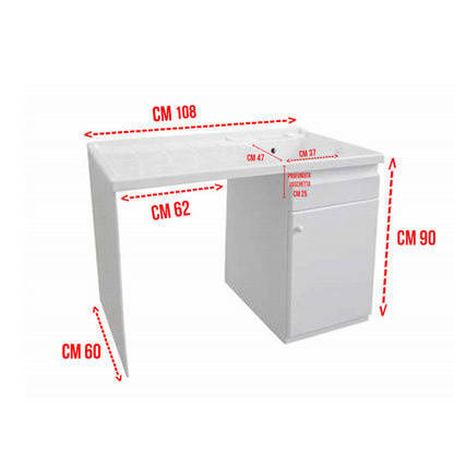 Mobile lavatoio con coprilavatrice BathCore 108x60 H.90 in resina adatto all'esterno- Versione con lavatoio a Destra by CeramicStore | Lo specialista del tuo bagno