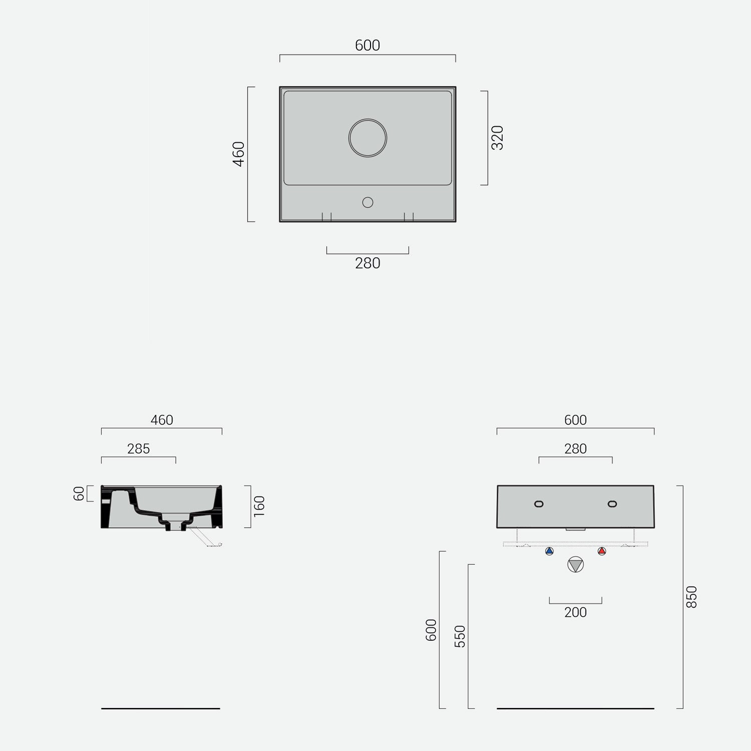 Lavabo lavatrucco monoforo Domus Falerii bianco lucido 60x46 cm installazione sospesa o da appoggio by CeramicStore | Lo specialista del tuo bagno