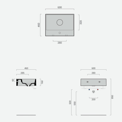 Lavabo lavatrucco monoforo Domus Falerii bianco lucido 60x46 cm installazione sospesa o da appoggio by CeramicStore | Lo specialista del tuo bagno