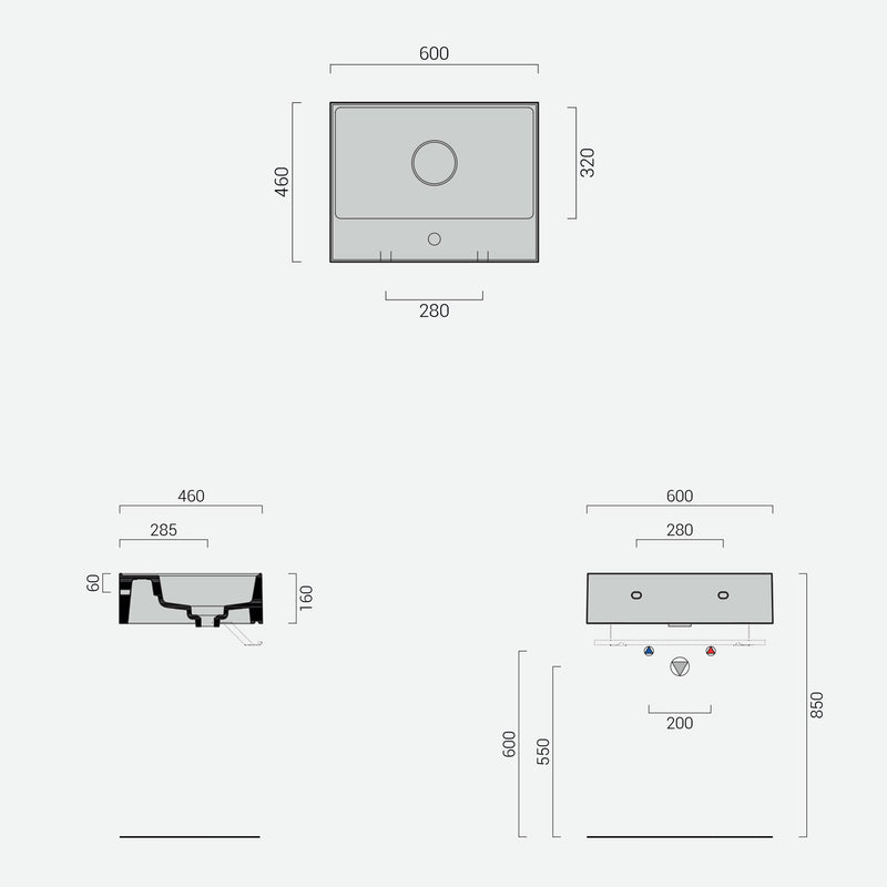 Lavabo lavatrucco monoforo Domus Falerii bianco lucido 60x46 cm installazione sospesa o da appoggio by CeramicStore | Lo specialista del tuo bagno