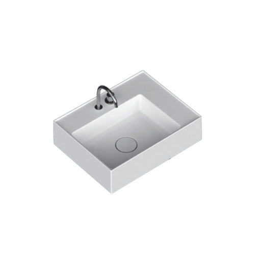Lavabo lavatrucco monoforo Domus Falerii bianco lucido 60x46 cm con vasca a sinistra by CeramicStore | Lo specialista del tuo bagno