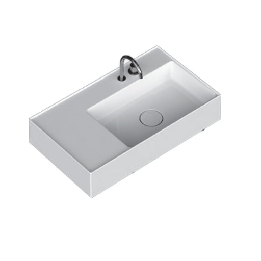 Lavabo lavatrucco Domus Falerii bianco lucido 80x46 cm con vasca a destra by CeramicStore | Lo specialista del tuo bagno