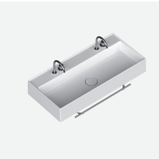 Lavabo lavatrucco doppio rubinetto Domus Falerii 100x46 cm installazione sospesa o da appoggio by CeramicStore | Lo specialista del tuo bagno