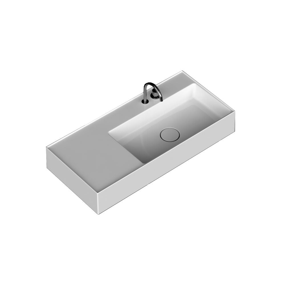 Lavabo lavatrucco vasca a destra Domus Falerii 100x46 cm installazione sospesa o da appoggio by CeramicStore | Lo specialista del tuo bagno
