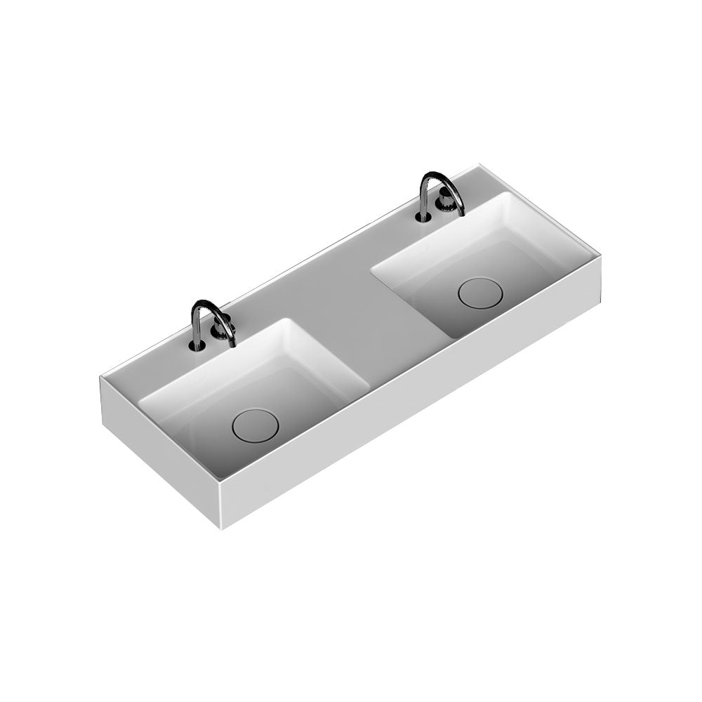 Lavabo lavatrucco doppia vasca Domus Falerii 120x46 cm installazione sospesa o da appoggio by CeramicStore | Lo specialista del tuo bagno