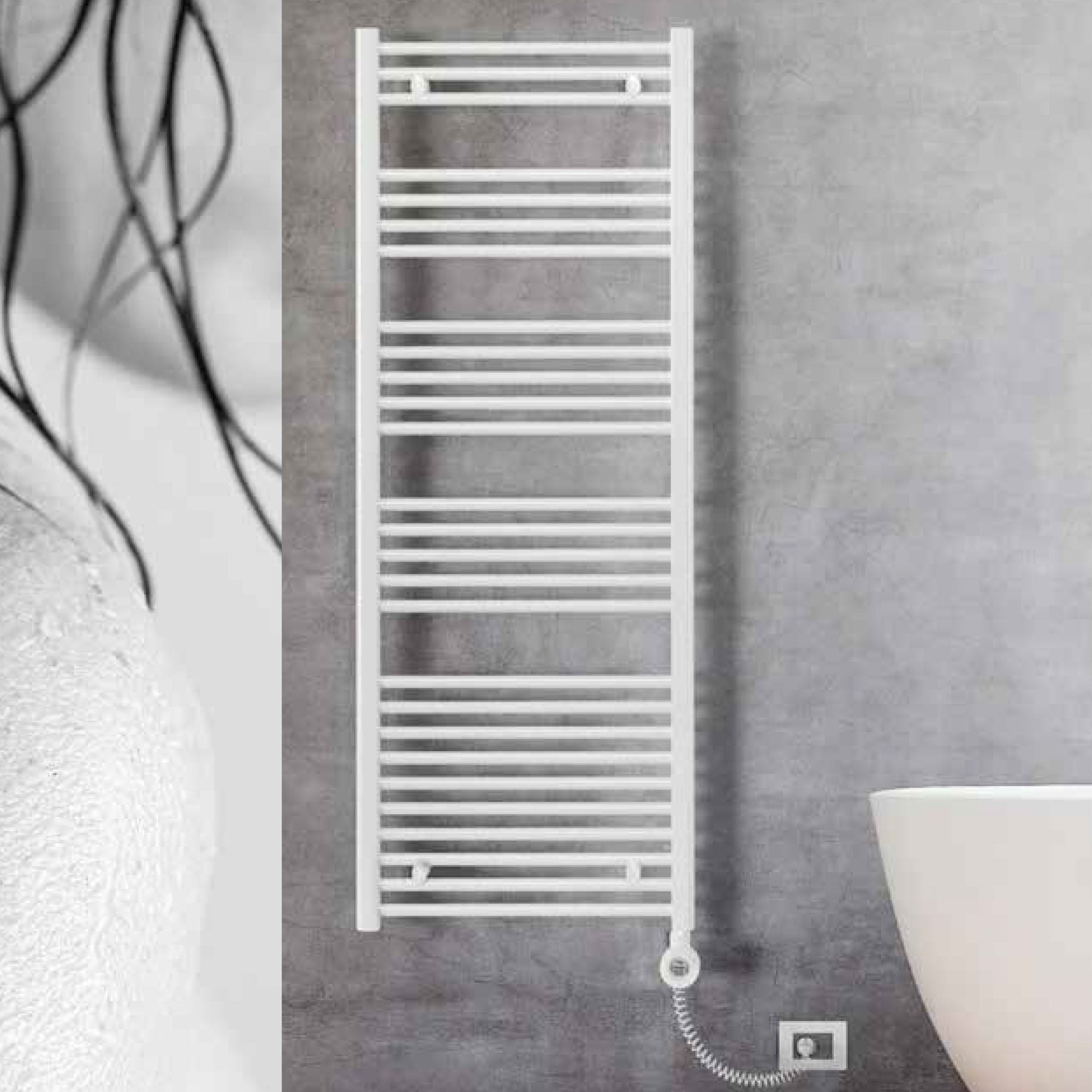 Termoarredo elettrico bianco 800x500 Lazzarini E-Bolzano 300 watt con termostato by CeramicStore | Lo specialista del tuo bagno