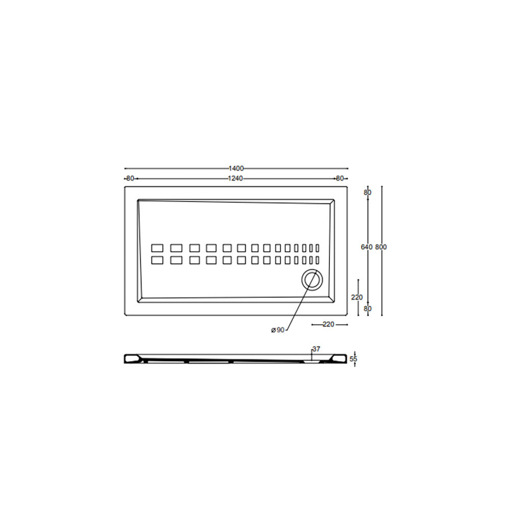 Piatto doccia rettangolare Althea Ito cm 80x140 ceramica bianca foro diametro cm 8,5 spessore cm 5,5 by CeramicStore | Lo specialista del tuo bagno